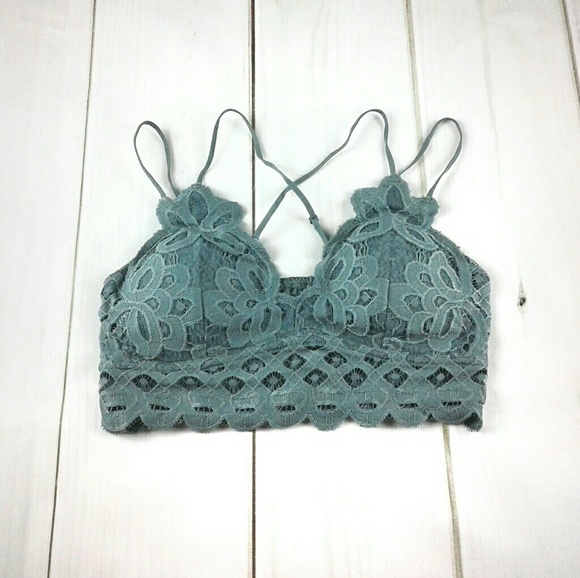 SALE Teal Green Lace Bralette - Picture 2 of 3